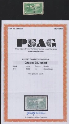 Scott 617 1c Lexington Concord Used 2020 PSE Cert Grade S 98J JUMBO SMQ $375 - Image 1 of 3
