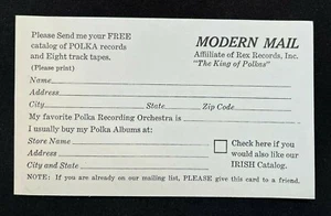 (1970s) Rex Records Polka Vinyl Catalog Request Postcard - "The King of Polkas" - Picture 1 of 2