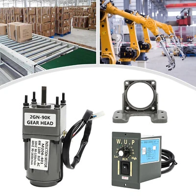 6W 90K AC 110V 50/60HZ 15RPM High Torque Adjustable Variable Gear Reducer Motor - Image 1 of 4