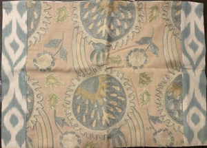 (1) Pottery Barn Aisha Embroidered Lumbar Pillow Cover 14x20" Chambray - SAMPLE - Picture 1 of 4