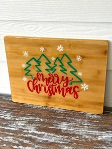 Merry Christmas Snowflake Glitter Cutting Board Resin Wood Cutting Board Gift - Picture 1 of 6
