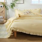 Janzaa Queen Comforter Set Yellow Comforter Set 3PCS（1 Ruffled Comforter Set and