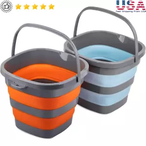 2 Pack Collapsible Bucket Portable Folding Water Pail Camping Cleaning Garden US - Picture 1 of 9