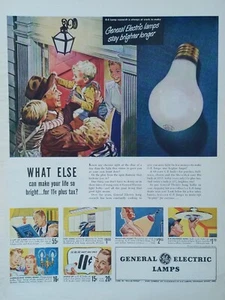 Pubblicità stampa lampada elettrica generale 1948 vintage Rimani più luminoso più a lungo - Foto 1 di 1