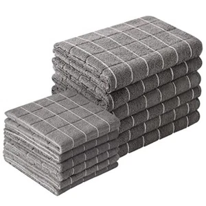Microfiber Kitchen Towels and Dishcloths Set, 26 X 18 Inch and 12 X 12 Grey - Picture 1 of 7