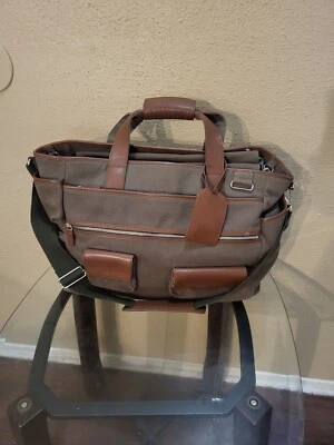 Bolso de Mano Levenger Vintage de Lona con Borde de Cuero Marrón para Llevar Fin de Semana.cond Foto 1 de 4