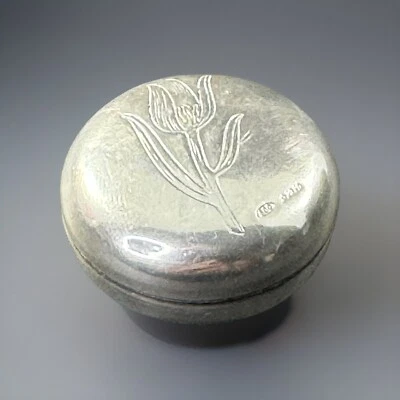 Винтажная коробка из стерлингового серебра 800 таблеток - Изображение 1 из 4