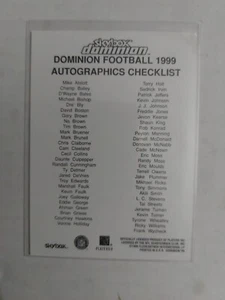 1999 Skybox Dominion Autographics Football Checklist - Picture 1 of 2