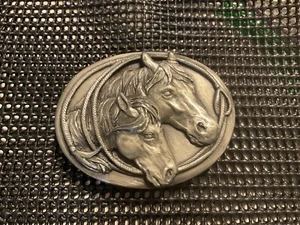 Double Horses Western Style Siskiyou Vintage Belt Buckle 1993 - Picture 1 of 2
