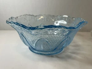 Vintage NIB Princess House Crystal Blue Crimped Scalloped Round Fruit Bowl #541 - Picture 1 of 9