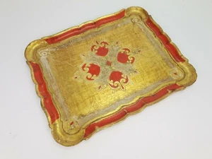 Vintage Italian Wooden Florentine Rectangle Tray Gilded - Picture 1 of 6