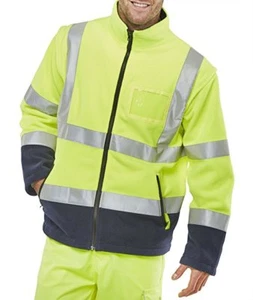Hi Vis Fleecejacke Unisex Arbeit Hoodie Reißverschluss Sweatshirt mit abnehmbaren Ärmeln - Bild 1 von 4