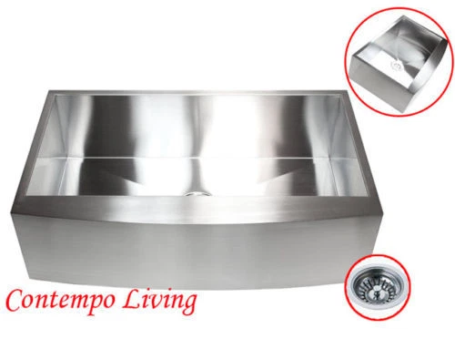 Delantal de granja de acero inoxidable de 36" FRONTAL CURVO fregadero de cocina Foto 1 de 1