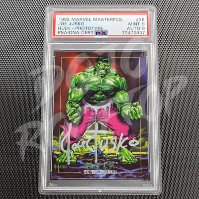 1992 Marvel Masterpieces Prototype Hulk PSA 9 Jusko AUTO 9 Pop 2 - Image 1 of 4