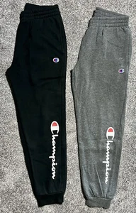 Champion Boys Medium Sweatpants Elastic Waist Pull On 2 Pair Black Gray Preowned - Picture 1 of 7