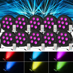 10PCS 105W PAR Can RGBW 7 LED DMX Stage Lighting DJ Disco Wash Party Lights Show - Picture 1 of 9
