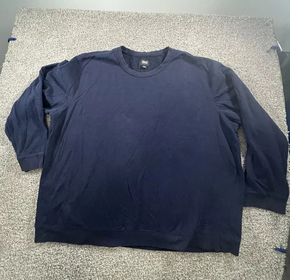 Vintage 90s Streetwear Mens 4XL Faded Blank Crewneck Sweatshirt Blue - Image 1 of 4