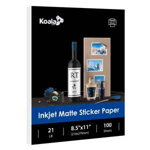 Koala Sticker Label Paper Matte White 100 Sheets 8.5x11 for Inkjet Laser Printer