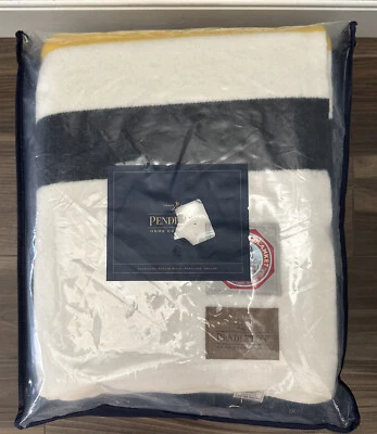 Pendleton National Parks Blanket Glacier Full 80” x 90" Wool Striped White New - Image 1 of 4