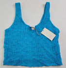 A New Day Womens Blue Pucker Textured Slim Crop Tank Top Size XS 16.5&quot; Length