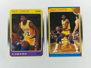 Magic Johnson 1988-89 Fleer #67 + 1988-89 Fleer All Star Team #123 Lakers Lot - Picture 1 of 4