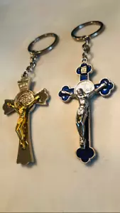 Cross Crucifix Jesus Christ Keyring Holy Religious Key Ring Keychain Gift 2 Pack - Picture 1 of 4