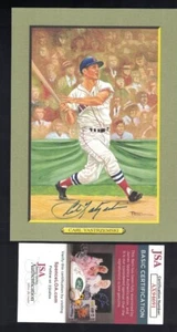 Tarjeta Jumbo Carl Yastrzemski Firmada por los Medias Rojas Pérez Steele Greatest Moments JSA - Imagen 1 de 2