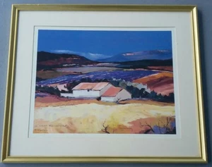 Serigrafía de paisaje firmada a mano rara de Bruno Perino impresión artística enmarcada  - Imagen 1 de 7