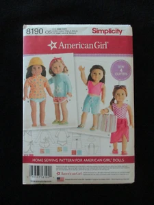 Simplicity 8190 for 18" American Girl Doll Clothes Sewing Pattern ~ Uncut (2) - Picture 1 of 2