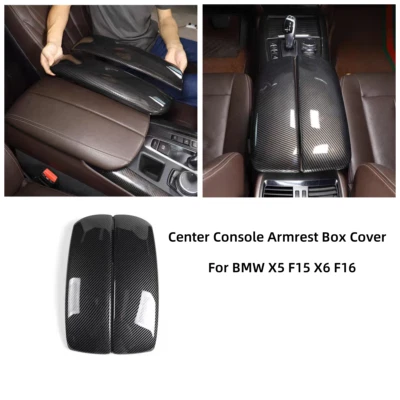 Carbon Fiber Style Center Console Armrest Box Cover For BMW X5 F15 X6 F16 13-19  Foto 1 de 4