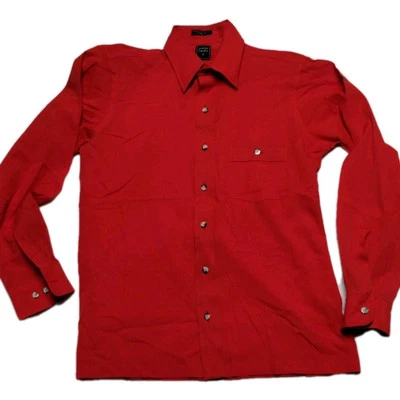 Рубашка мужская Pierre Cardin размер M красная на пуговицах спереди приталенная с длинным рукавом - Изображение 1 из 4