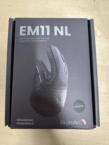 ProtoArc EM11 NL Vertical Mouse Wireless Ergonomic Adjustable DPI Black 500mAh - Picture 1 of 5