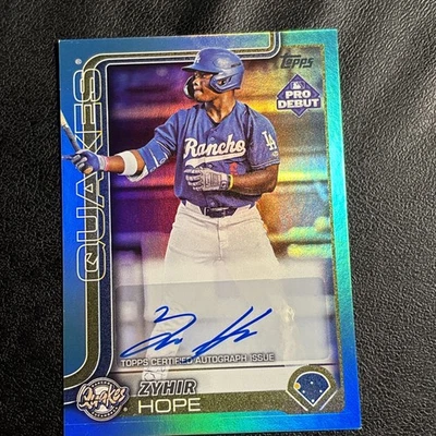 2025 Topps Pro Debut Zyhir Hope Aqua Auto /75 Rancho Cucamonga Quakes - Image 1 of 4