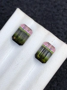 Tri Colour Tourmaline Faceted 5.70 ct - Matching Earrings Pair - Picture 1 of 8