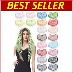 Chic Triangle Mantilla Veil - Perfect for Mass, Baptisms, and Special Events - Picture 1 of 9