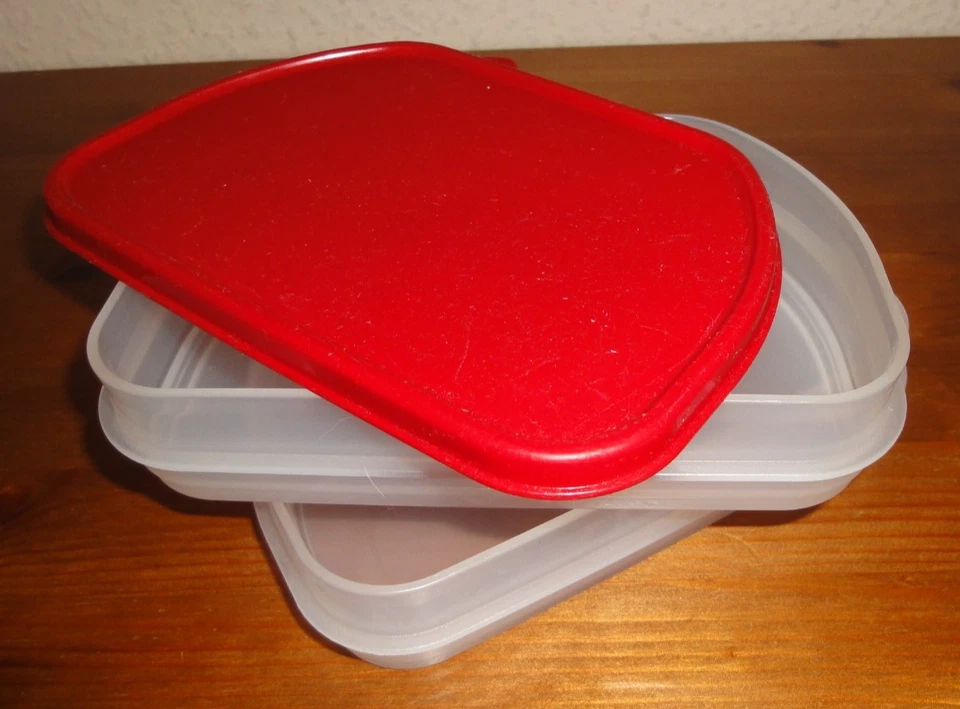 Tupperware halbes Frische Kabinett Cool n fresh Aufschnitt Box 2 x 300 ml rot - Bild 1 von 4