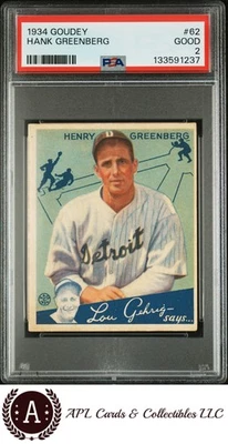 Goudey #62 1934 Hank Greenberg PSA 2 se ve mejor Foto 1 de 2