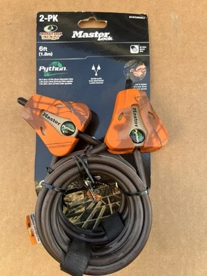 New Master Lock 6ft Cable Lock Python Mossy Oak Blaze 2-PK 8418TCAMOBLZ - Image 1 of 2