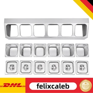 GN Aufsatzbord Mit Deckel Gastronorm Behälter Gestell Edelstahl 6 Teilig Slivery - Bild 1 von 11