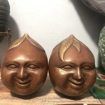 Pair of GacLeaf Head Figurines White and Bronze Color Ceramic Heads- - Image 1 of 4