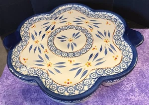 Temptations Old World Azul Floral Margarita Aperitivo Bandeja Dividida Plato con Tapa - Imagen 1 de 4