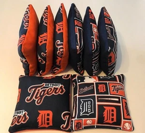 DETROIT TIGERS CORNHOLE BEAN BAGS SET OF 8 TOP QUALITY TOSS GAME  - Picture 1 of 1
