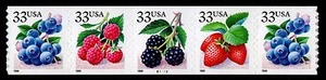 UNITED STATES, SCOTT # 3302-3305 (3305a), STRIP OF 5 PNC # B2222, BERRIES, MNH - Picture 1 of 1