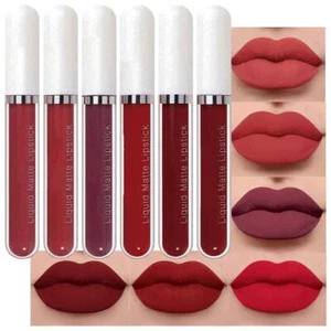 evpct CmaaDu 6 Stück Lippenstift Matt Flüssig Lippenstift Lipgloss Set für Damen, Dunkel - Bild 1 von 6