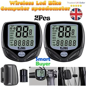 2pcs WIRELESS LCD BIKE COMPUTER SPEEDO ODOMETER WATERPROOF SPEEDOMETER BICYCLE - Picture 1 of 8