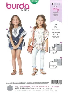 Burda 9340 Summer Ponchos w Drawstring Waist Casing Sz 2-7 UNCUT Pattern - Picture 1 of 4