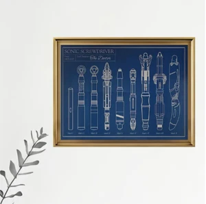 Doctor Who Sonic Screwdriver Blueprint Poster – 15.7"x11.8" Wall Art (No Frame) - Picture 1 of 2