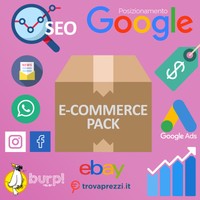 PACCHETTO NEGOZIO ONLINE SITO WEB ECOMMERCE SEO NEWSLETTER SOCIAL DOMINIO GOOGLE