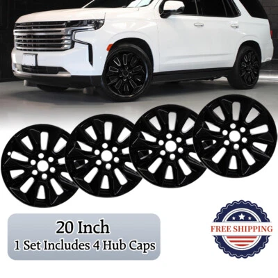 Tapacubos con revestimiento de rueda negro grueso de 20" 4 piezas para Chevy Tahoe Suburban 2021-2023 Foto 1 de 4