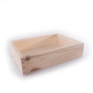Rectangular Wooden Open Top Box / 22x16x5.4cm Non-Lidded Pine Tray Container DIY - Picture 1 of 1